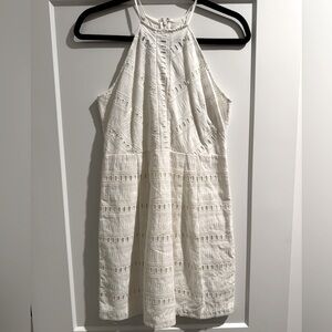 Ann Taylor Loft White Eyelet Halter Dress in White